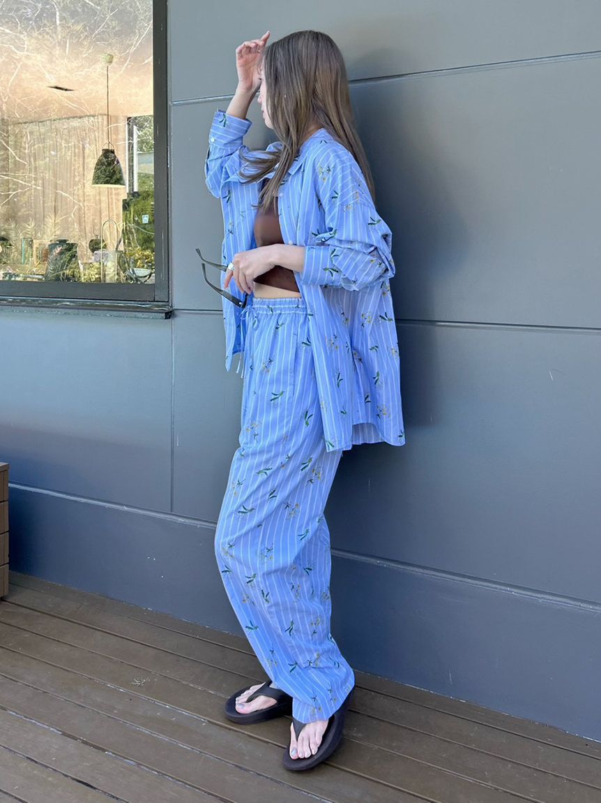 emmi atelier「【emmi&times;NYBG】ストライプリラックスパンツ【セットアップ対応】/ウォッシャブル」|チノ|