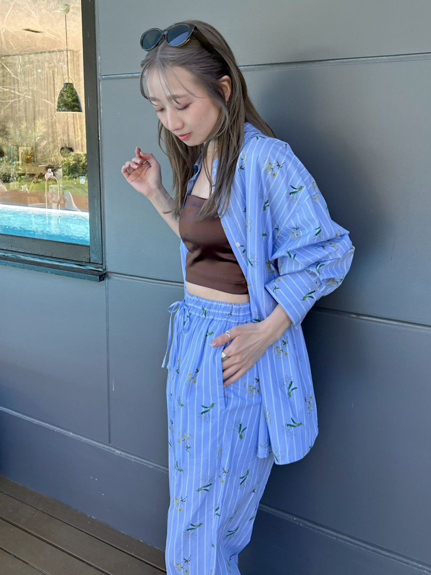 emmi atelier「【emmi&times;NYBG】ストライプリラックスパンツ【セットアップ対応】/ウォッシャブル」|チノ|