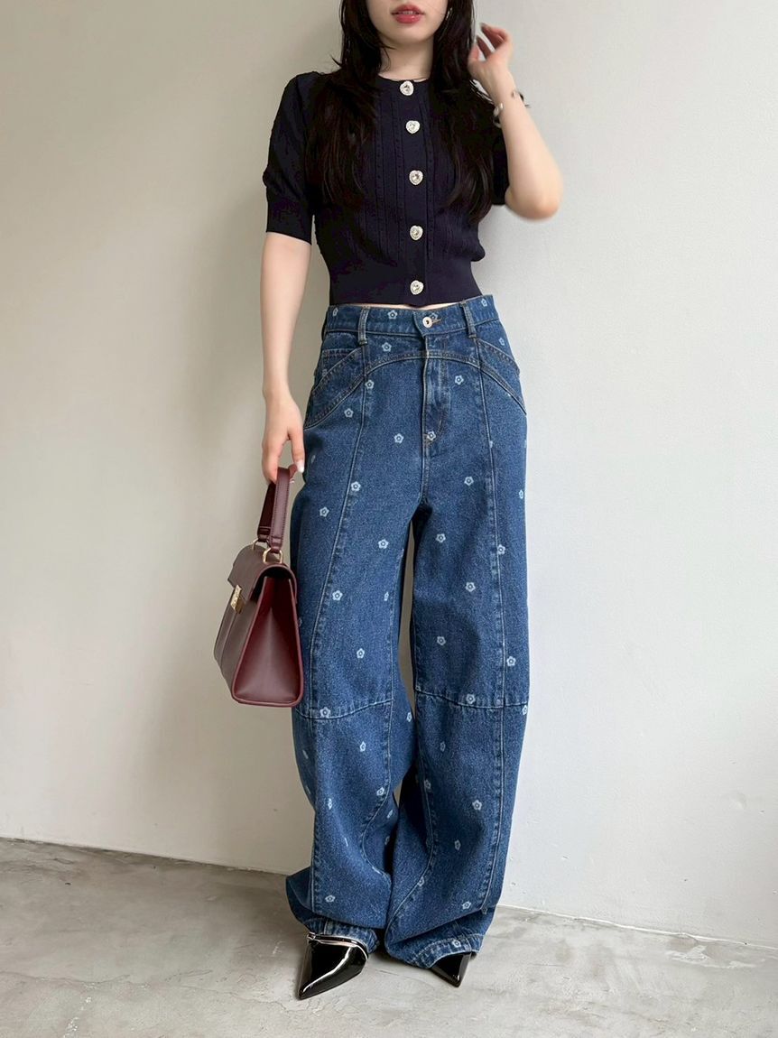 LILY BROWN「【WEB限定】【LILY BROWN&times;MARY QUANT】デイジー柄ワイドデニムパンツ」|デニム|