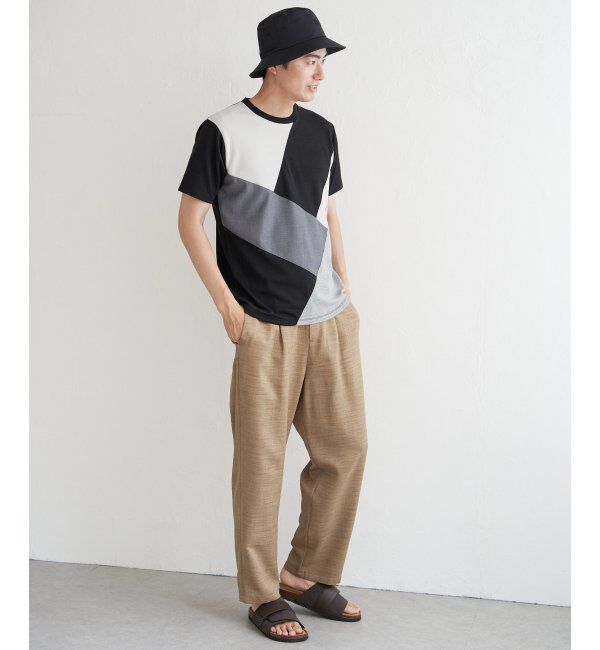 ikka「【親子おそろい】ブロックスポンチ斜め切り替えTシャツ」|Tシャツ・カットソー|