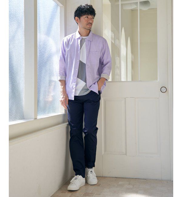 ikka「【親子おそろい】ブロックスポンチ斜め切り替えTシャツ」|Tシャツ・カットソー|