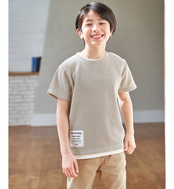 ikka kids「【親子コーデ】冷感ワッフルフェイクTシャツ（120~160cm）」|Tシャツ・カットソー|