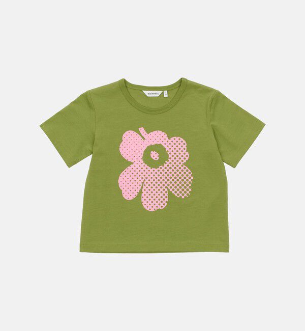 Marimekko「【kids】Tonni Unikko Logo Ⅱ Tシャツ」|その他|ｸﾞﾘｰﾝ&times;ﾗｲﾄﾋﾟﾝｸ