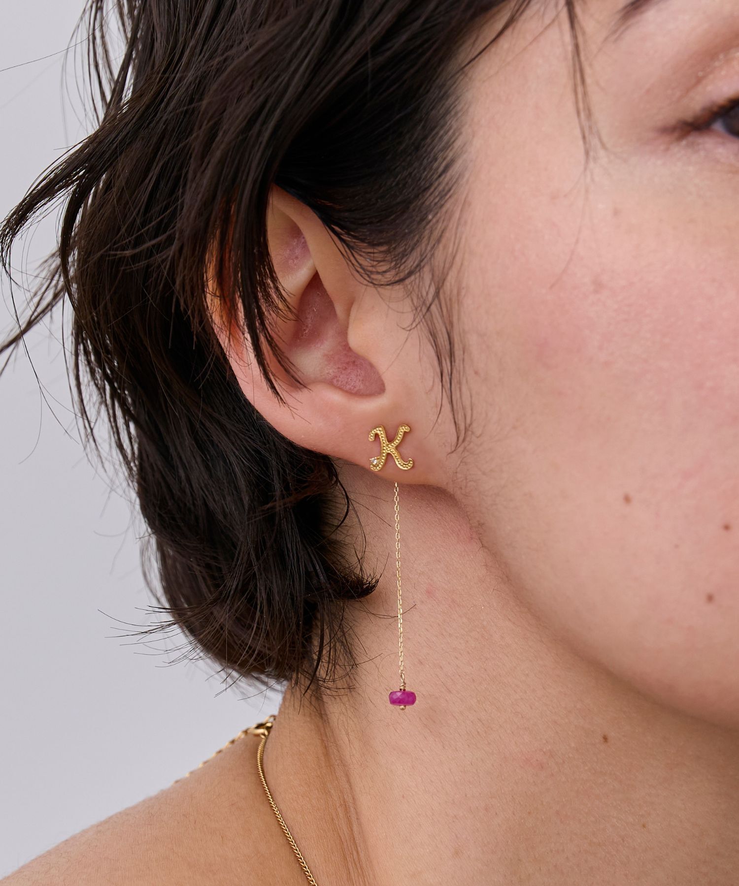  「【片耳】SVイニシャルダイヤモンドピアス」|ピアス|