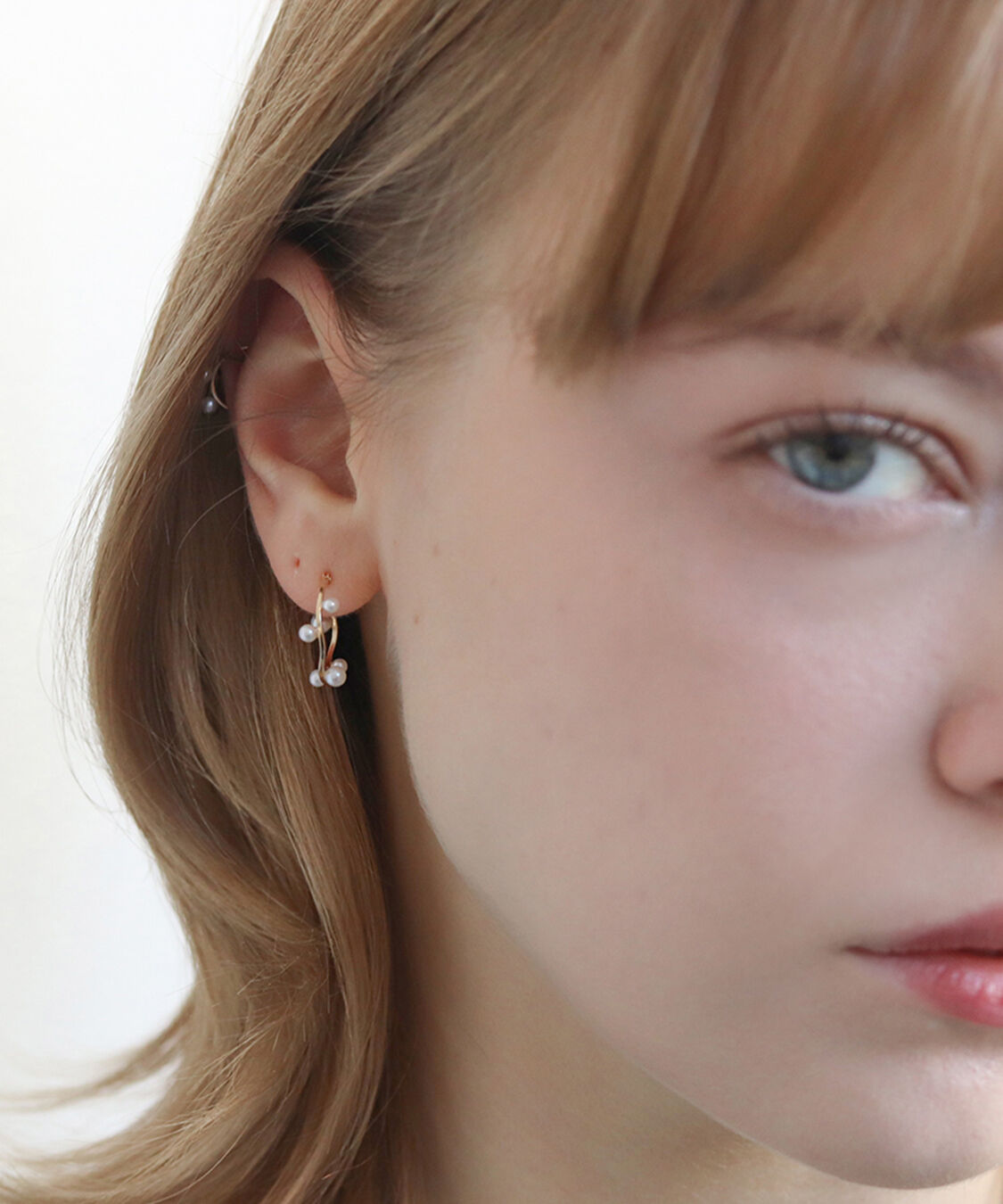  「パール リリー スナップ フープ ピアス| K10YG」|ピアス|