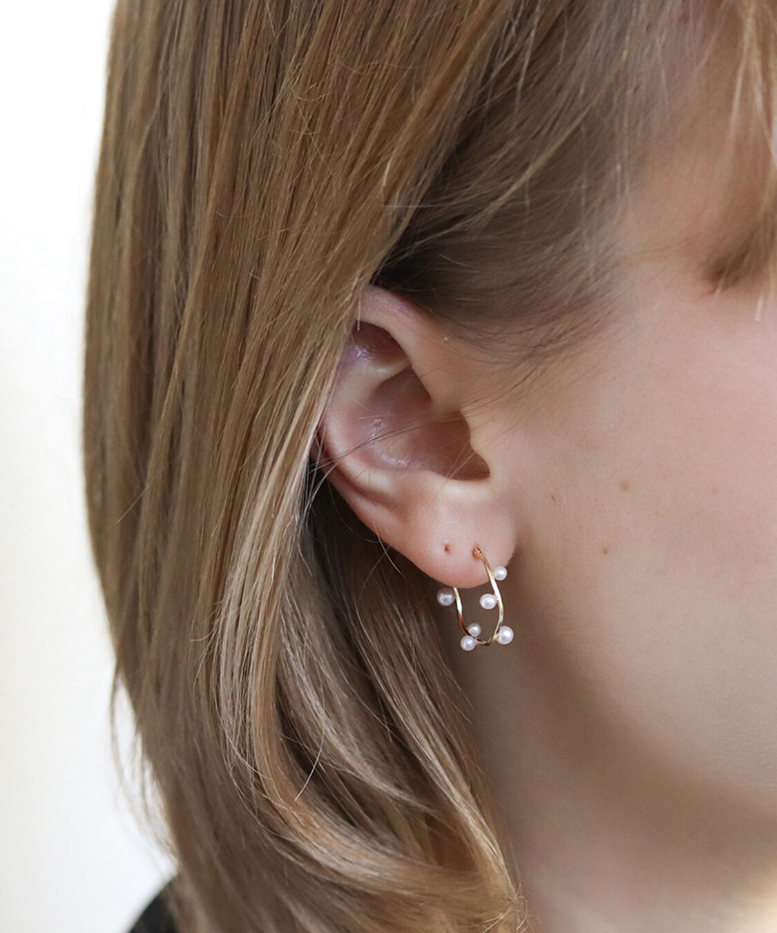  「パール リリー スナップ フープ ピアス| K10YG」|ピアス|