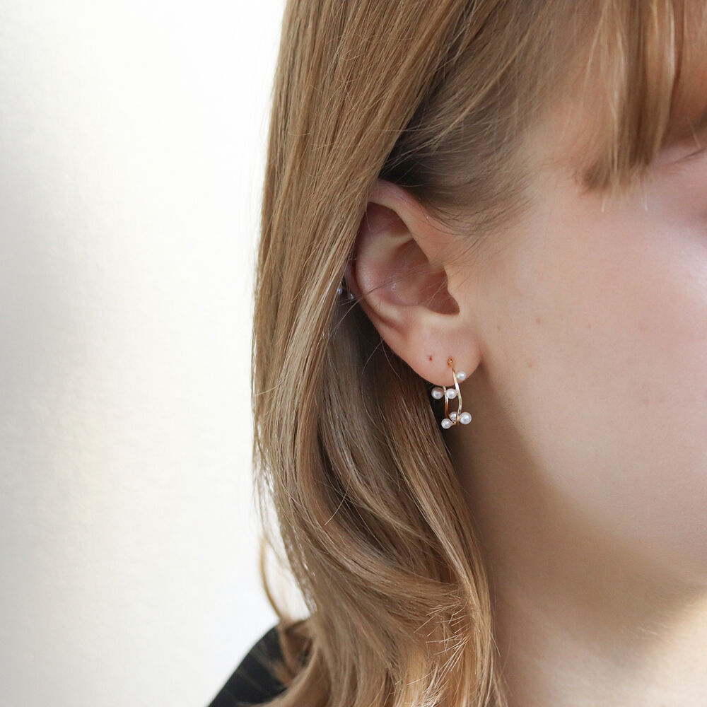  「パール リリー スナップ フープ ピアス| K10YG」|ピアス|