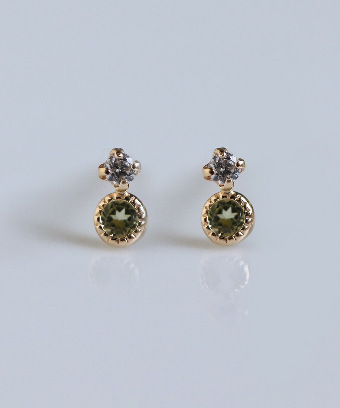  「カラーストーン / キュービックジルコニア ピアス | K10YG」|ピアス|グリーン