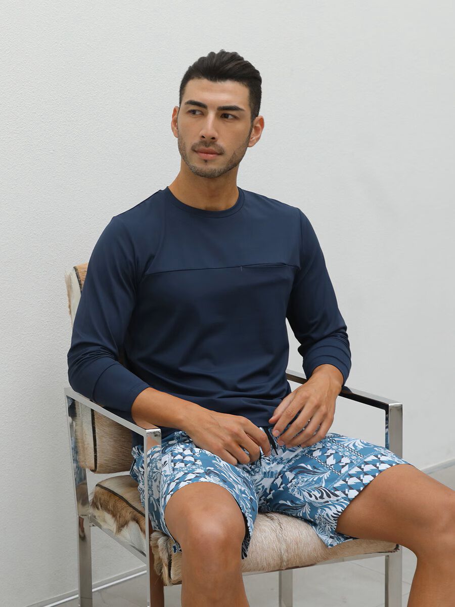  「【メンズ新作水着】ミックスエスニック柄レギュラー丈メンズサーフパンツ」|その他|
