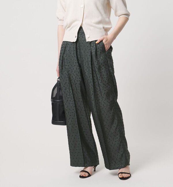 UNITED ARROWS「ドット サテン 2タック ワイドパンツ」|スラックス|