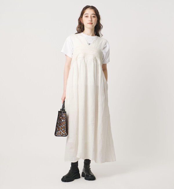 UNITED ARROWS「エンブロイダリー ノースリーブ ワンピース」|ワンピース|