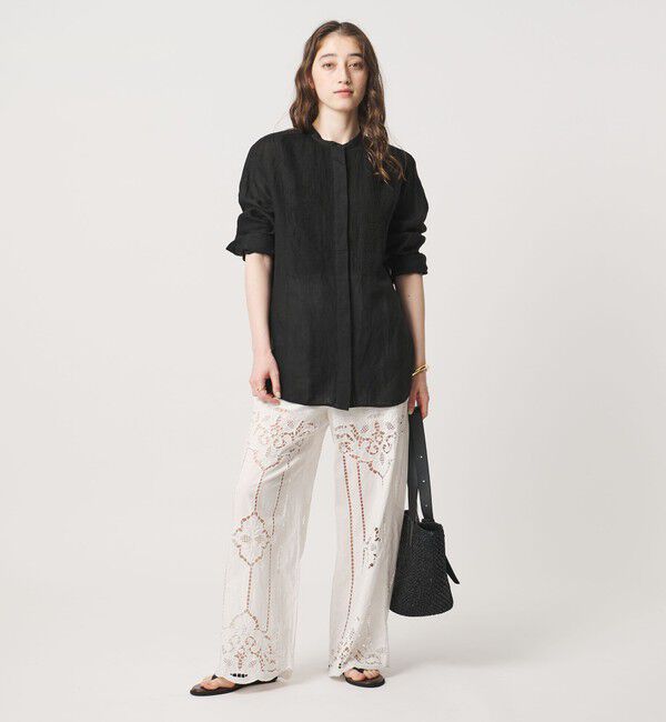 UNITED ARROWS「エンブロイダリー バンドカラー シャツ」|シャツ・ブラウス|