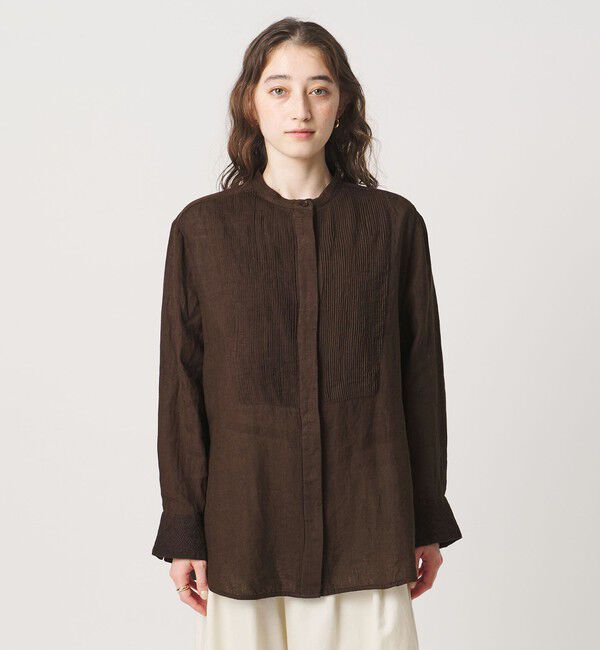 UNITED ARROWS「エンブロイダリー バンドカラー シャツ」|シャツ・ブラウス|