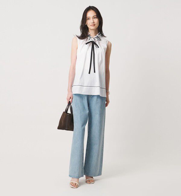 UNITED ARROWS「スタンド フリル ノースリーブ ブラウス ‐ウォッシャブル‐」|シャツ・ブラウス|