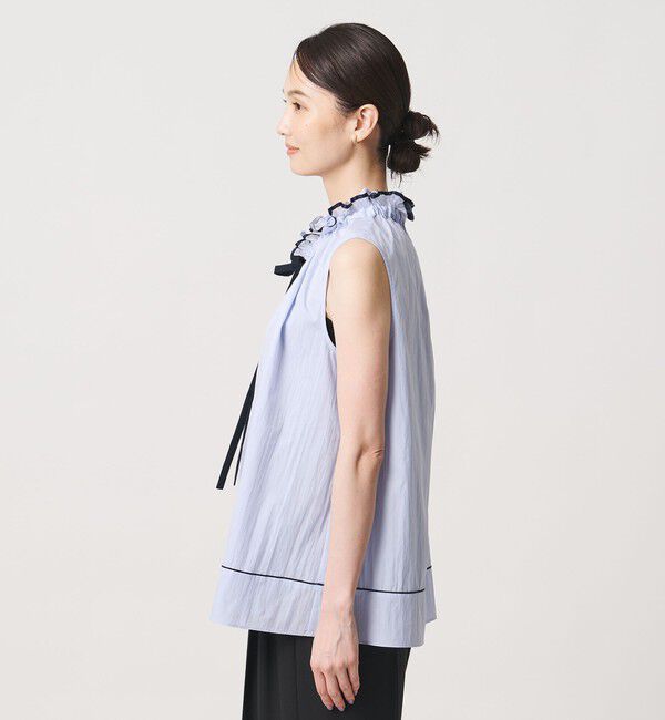 UNITED ARROWS「スタンド フリル ノースリーブ ブラウス ‐ウォッシャブル‐」|シャツ・ブラウス|
