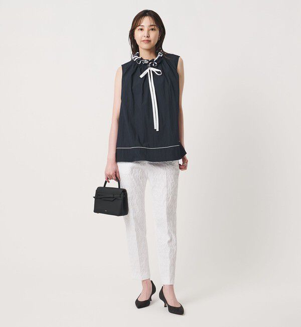 UNITED ARROWS「スタンド フリル ノースリーブ ブラウス ‐ウォッシャブル‐」|シャツ・ブラウス|
