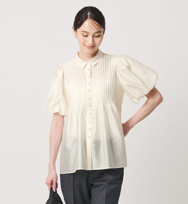 UNITED ARROWS「ドットエンボス ピンタック ブラウス ‐ウォッシャブル‐」|シャツ・ブラウス|