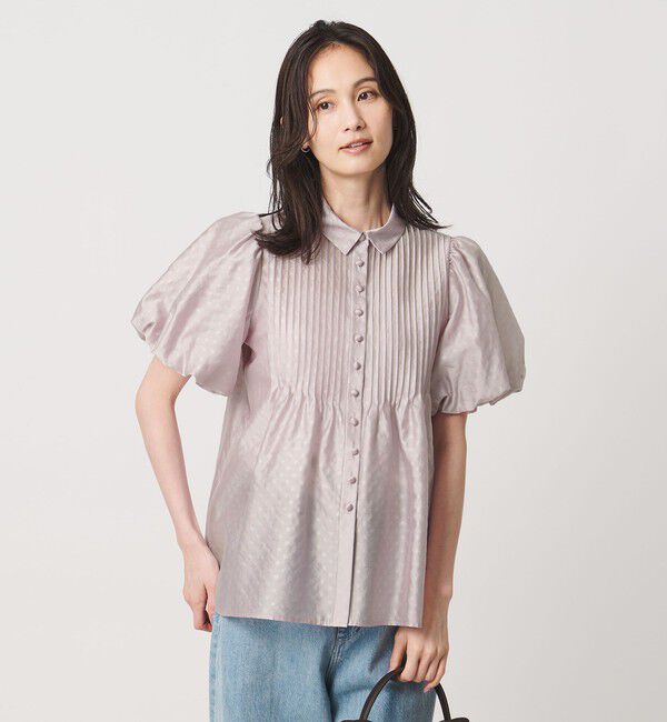 UNITED ARROWS「ドットエンボス ピンタック ブラウス ‐ウォッシャブル‐」|シャツ・ブラウス|LT.PINK