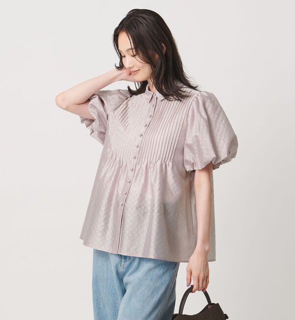UNITED ARROWS「ドットエンボス ピンタック ブラウス ‐ウォッシャブル‐」|シャツ・ブラウス|