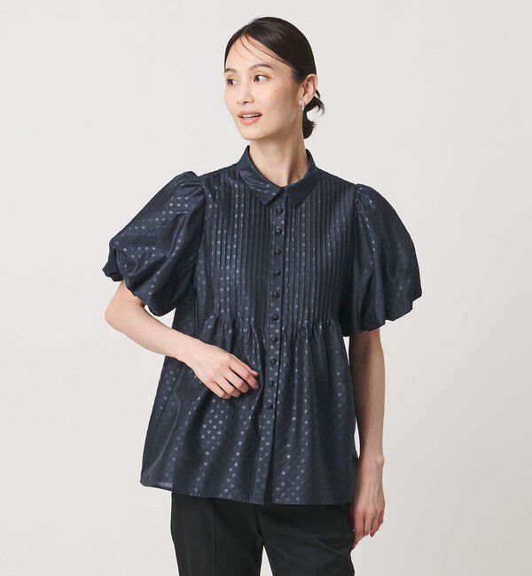 UNITED ARROWS「ドットエンボス ピンタック ブラウス ‐ウォッシャブル‐」|シャツ・ブラウス|