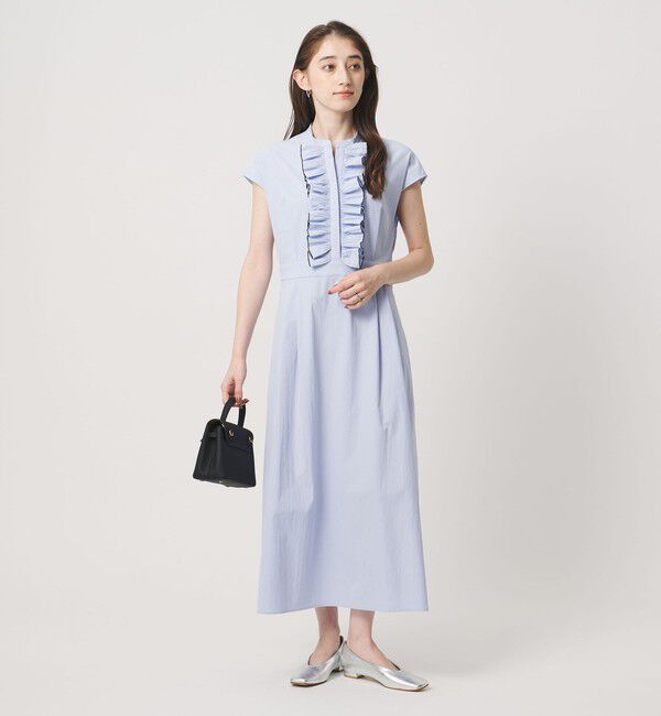 UNITED ARROWS「メロー フリル スキッパー ワンピース ‐防シワ 吸水速乾 UVカット 遮熱性 接触冷感‐」|ワンピース|