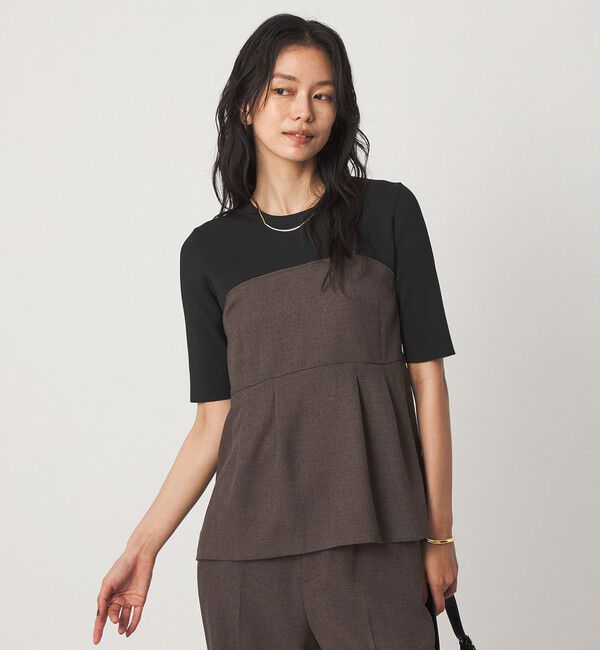 UNITED ARROWS green label relaxing「ネップツイル ドッキング プルオーバー ウォッシャブル」|シャツ・ブラウス|DK.GRAY