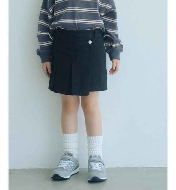UNITED ARROWS green label relaxing「ツイル アシメ キュロット / キッズ 100cm-160cm」|スカート|BLACK