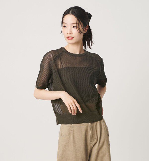 BEAUTY&YOUTH UNITED ARROWS「メッシュ ラグランスリーブ ニットプルオーバー ウォッシャブル」|ニット・セーター|