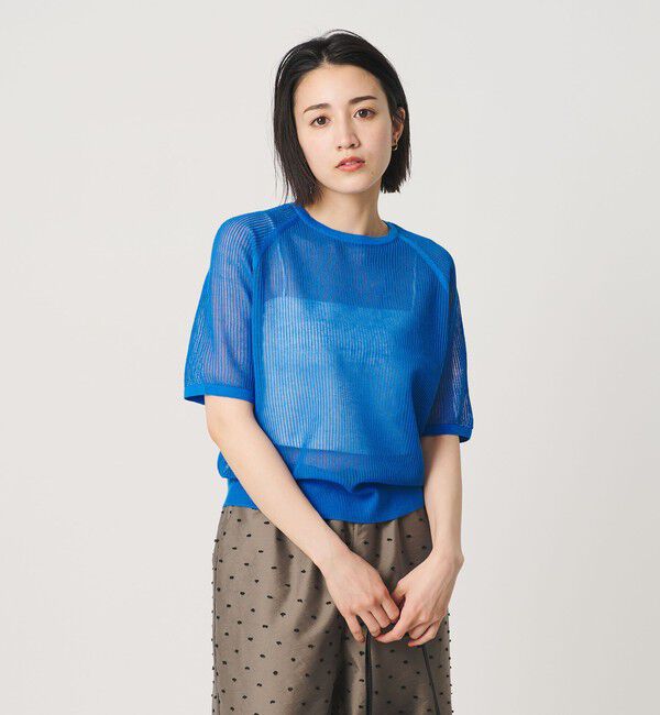 BEAUTY&YOUTH UNITED ARROWS「メッシュ ラグランスリーブ ニットプルオーバー ウォッシャブル」|ニット・セーター|