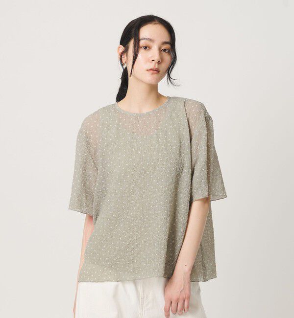 BEAUTY&YOUTH UNITED ARROWS「ドットシアー ショートスリーブ ブラウス ウォッシャブル」|シャツ・ブラウス|