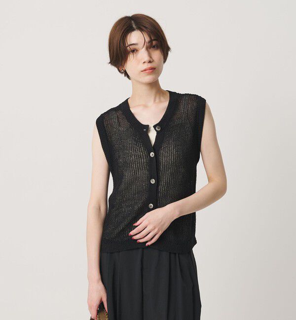 BEAUTY&YOUTH UNITED ARROWS「フロントボタン ノースリーブニット プルオーバー」|ベスト・ジレ|BLACK