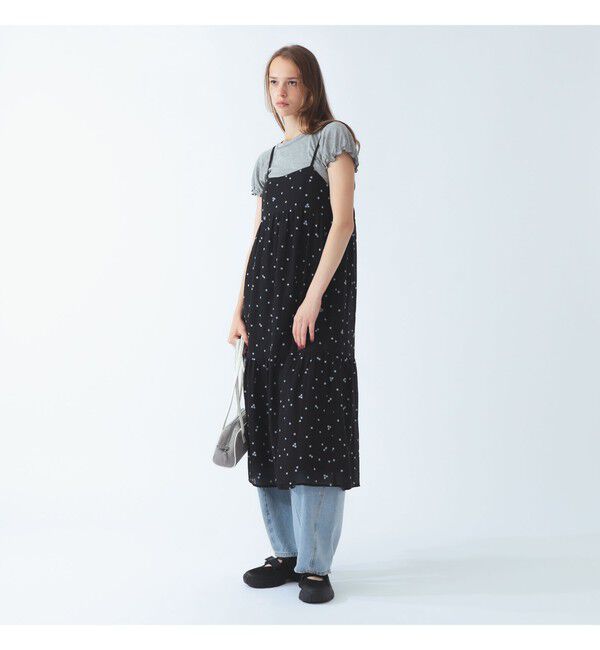 Ray BEAMS 「刺繍 ティアード キャミ ワンピース」|ワンピース|BLACK