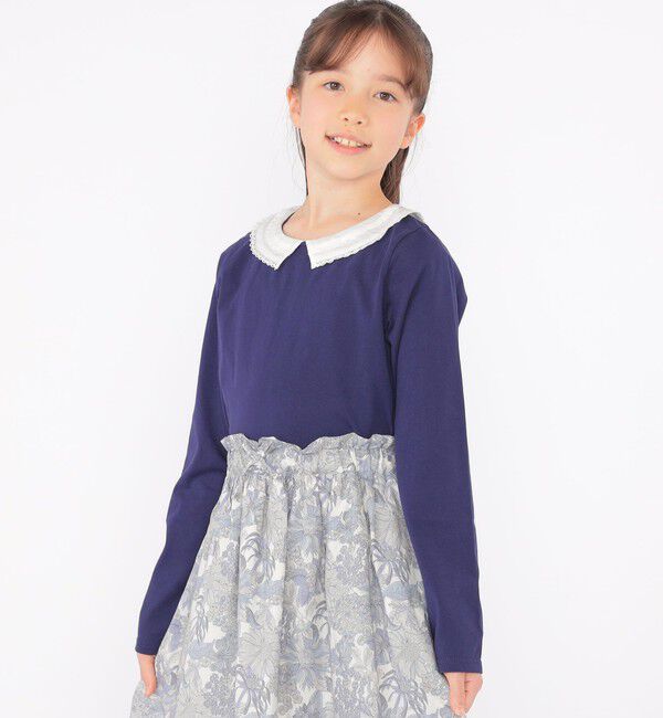 SHIPS KIDS「SHIPS KIDS:140～150cm / レース カラー 長袖 TEE」|Tシャツ・カットソー|