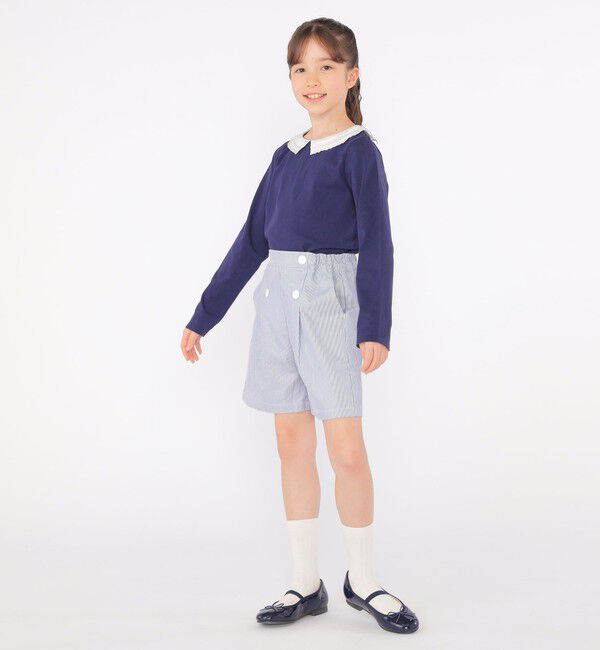 SHIPS KIDS「SHIPS KIDS:140～150cm / レース カラー 長袖 TEE」|Tシャツ・カットソー|