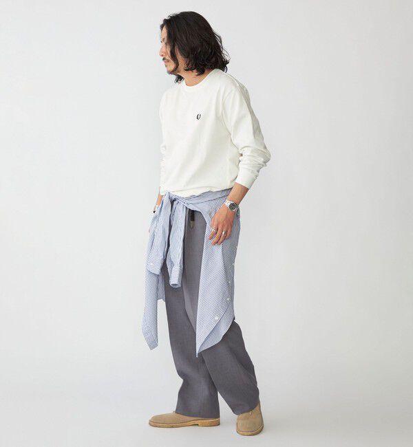 SHIPS「【SHIPS別注】FRED PERRY: COOLMAX(R) 鹿の子 ワンポイント ロゴ Tシャツ (ロンT) 24FW」|Tシャツ・カットソー|
