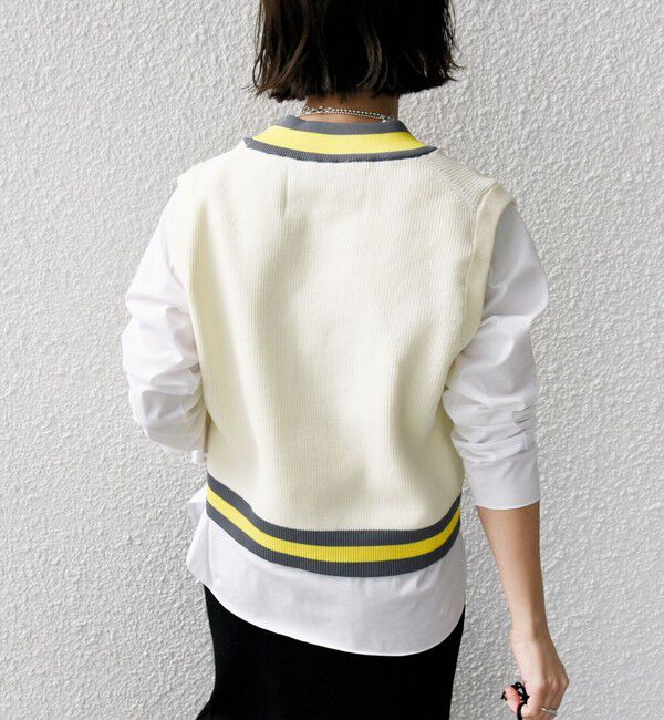 SHIPS for women「〈手洗い可能〉刺繍 チルデン ショート ベスト」|ベスト・ジレ|