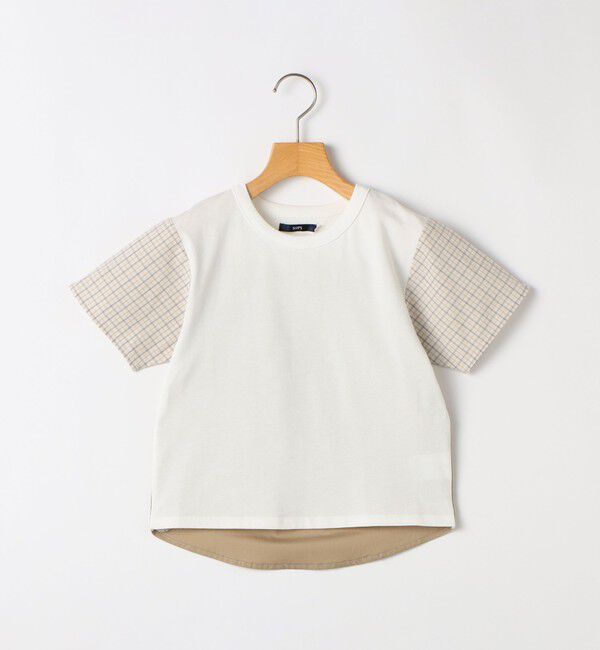 SHIPS KIDS「SHIPS KIDS:100～130cm / チェック 切替 半袖 TEE」|Tシャツ・カットソー|