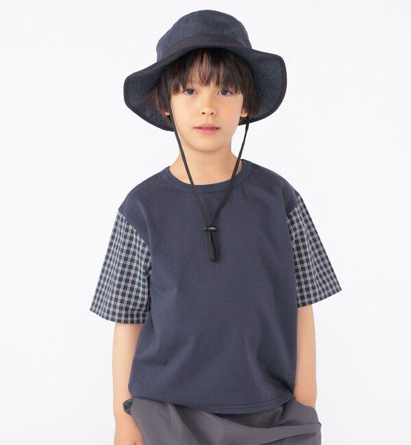 SHIPS KIDS「SHIPS KIDS:100～130cm / チェック 切替 半袖 TEE」|Tシャツ・カットソー|