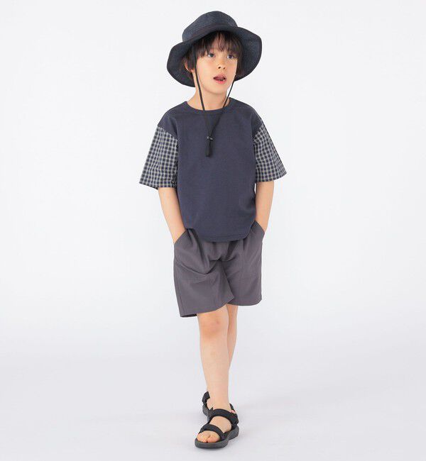 SHIPS KIDS「SHIPS KIDS:100～130cm / チェック 切替 半袖 TEE」|Tシャツ・カットソー|