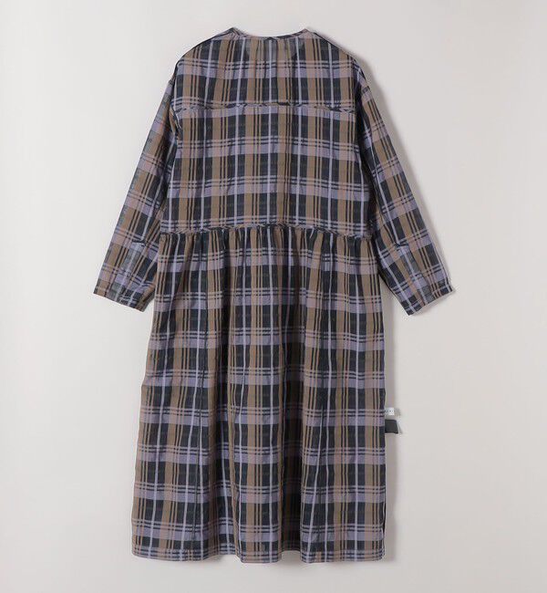 quaranciel「quaranciel:〈手洗い可能〉シアー チェック クルーネック ギャザー ワンピース」|ワンピース|