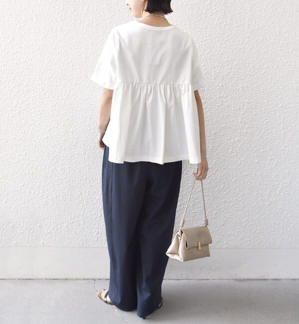 SHIPS for women「【WEB限定】〈接触冷感〉オーガニック コットン バック ギャザー トップス」|Tシャツ・カットソー|