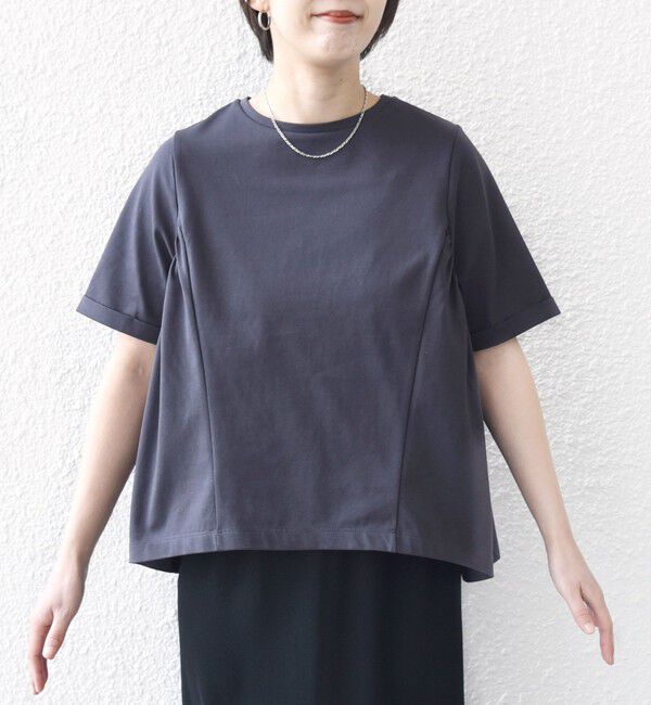 SHIPS for women「【WEB限定】〈接触冷感〉オーガニック コットン バック ギャザー トップス」|Tシャツ・カットソー|
