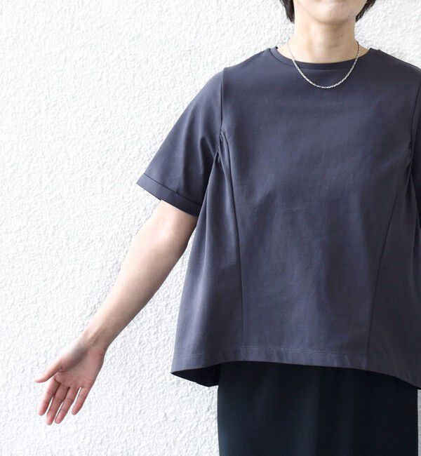 SHIPS for women「【WEB限定】〈接触冷感〉オーガニック コットン バック ギャザー トップス」|Tシャツ・カットソー|
