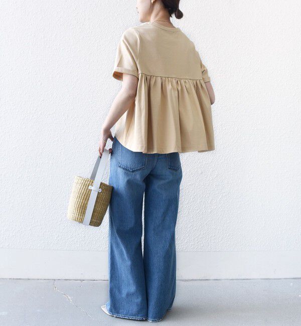 SHIPS for women「【WEB限定】〈接触冷感〉オーガニック コットン バック ギャザー トップス」|Tシャツ・カットソー|