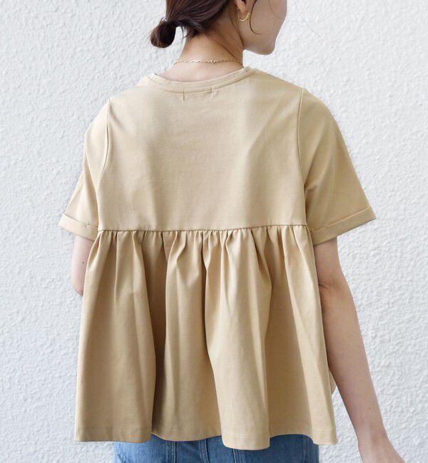 SHIPS for women「【WEB限定】〈接触冷感〉オーガニック コットン バック ギャザー トップス」|Tシャツ・カットソー|