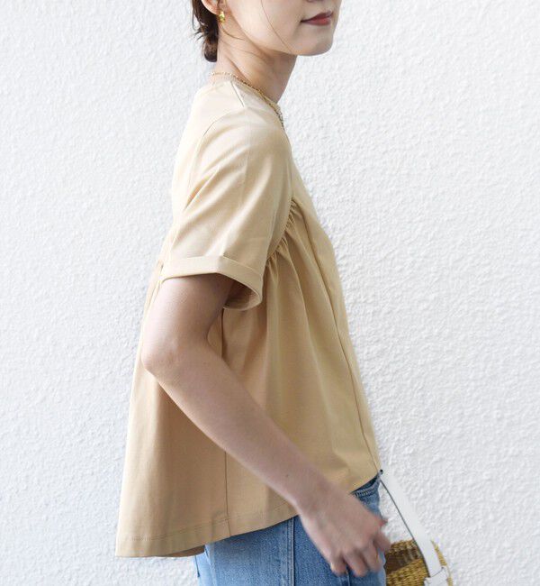 SHIPS for women「【WEB限定】〈接触冷感〉オーガニック コットン バック ギャザー トップス」|Tシャツ・カットソー|