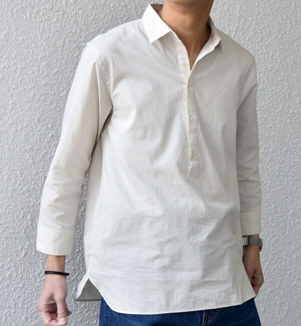 SHIPS any「SHIPS any:〈洗濯機可能〉コットン/リネン 7分袖 スキッパー プルオーバー シャツ 26SS◇」|シャツ・ブラウス|ナチュラル