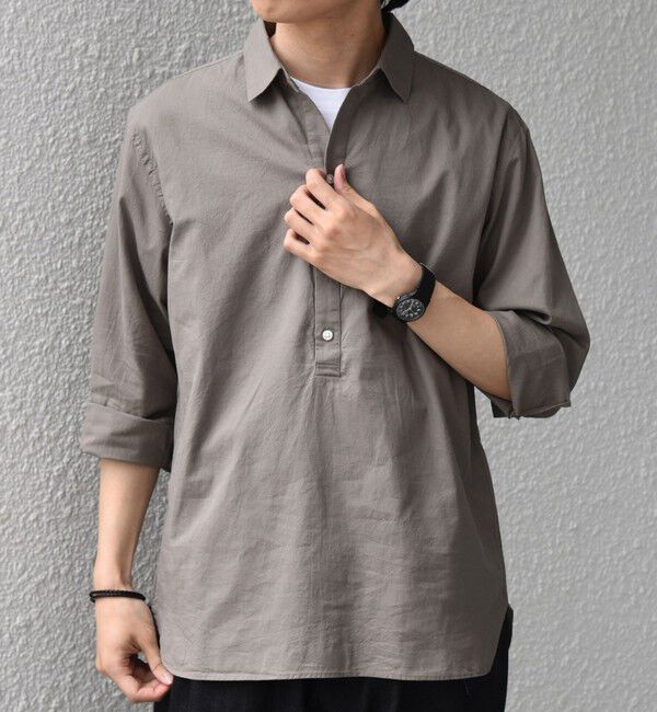 SHIPS any「SHIPS any:〈洗濯機可能〉コットン/リネン 7分袖 スキッパー プルオーバー シャツ 26SS◇」|シャツ・ブラウス|