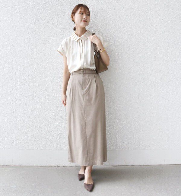 SHIPS for women「〈手洗い可能〉サテン 襟 タック デザイン ブラウス」|シャツ・ブラウス|