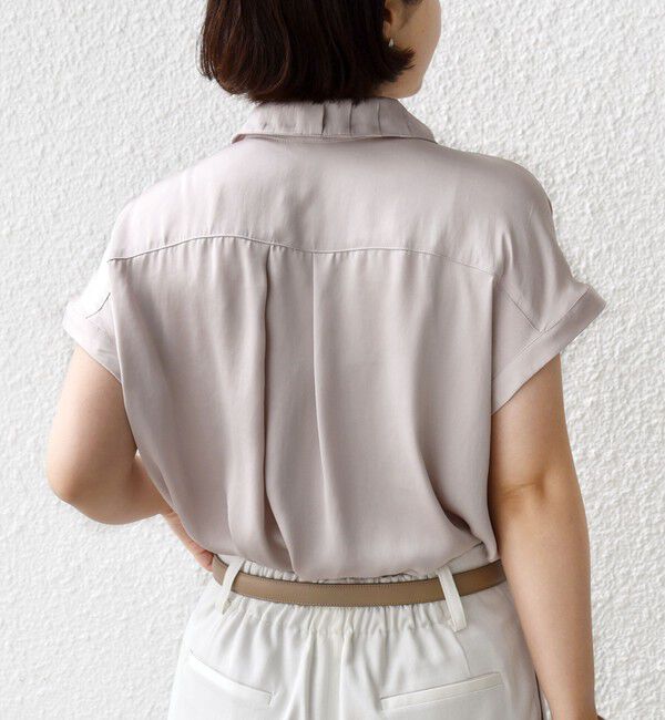 SHIPS for women「〈手洗い可能〉サテン 襟 タック デザイン ブラウス」|シャツ・ブラウス|